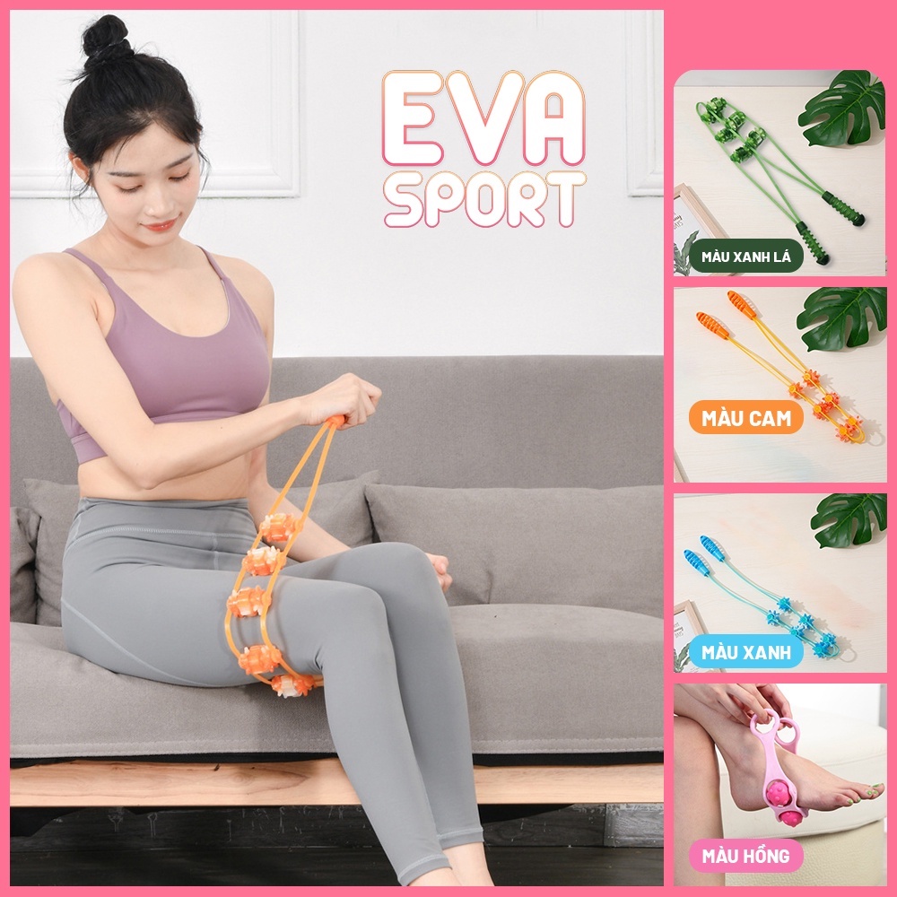 Dụng Cụ Mát Xa Bóng Kéo Lưng Vai Cổ Giảm Eo Chân Kết Hợp Con Lăn Massage Thư Giãn Thể Thao Tại Nhà Evasport