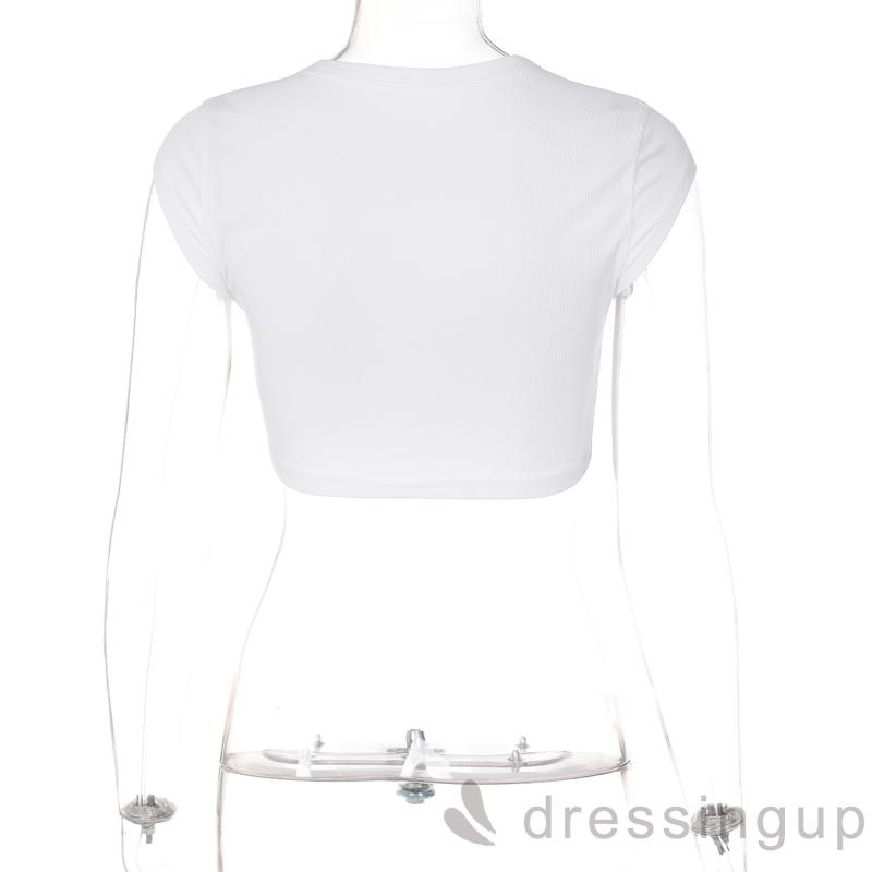 áo Thun Tay Ngắn Cổ Tròn In Chữ Phong Cách Đơn Giản Dành Cho Nữ