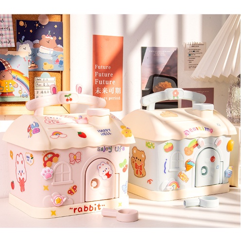 Ống heo tiết kiệm có khóa thiết kế dễ thương tiện dụng cho bé trai và bé gái - MyNa Mart
