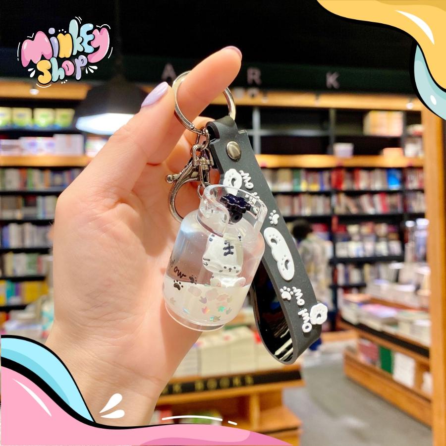 Móc Khóa Dầu Nước Đẹp Hình hũ thú nổi Cute phụ kiện Túi Xách dễ thương -Minkey