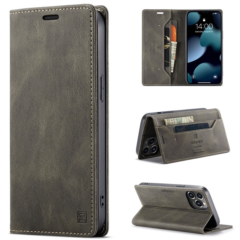 Bao Da Điện Thoại Dạng Gập Có Ngăn Đựng Thẻ Phong Cách Retro Cho Samsung S10 Note 10 S20 FE Ultra Plus A70 A13 5G