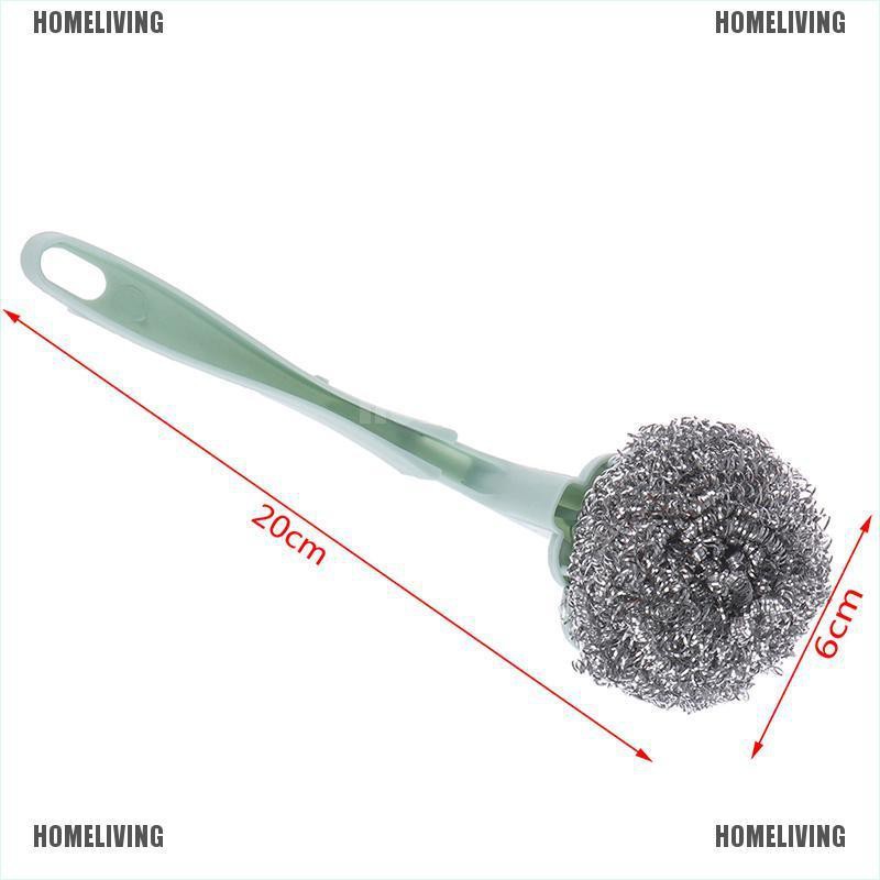 Miếng Chà Nồi Bằng Sợi Thép Không Gỉ Với Tay Cầm Dài Tiện Dụng Cho Nhà Bếp