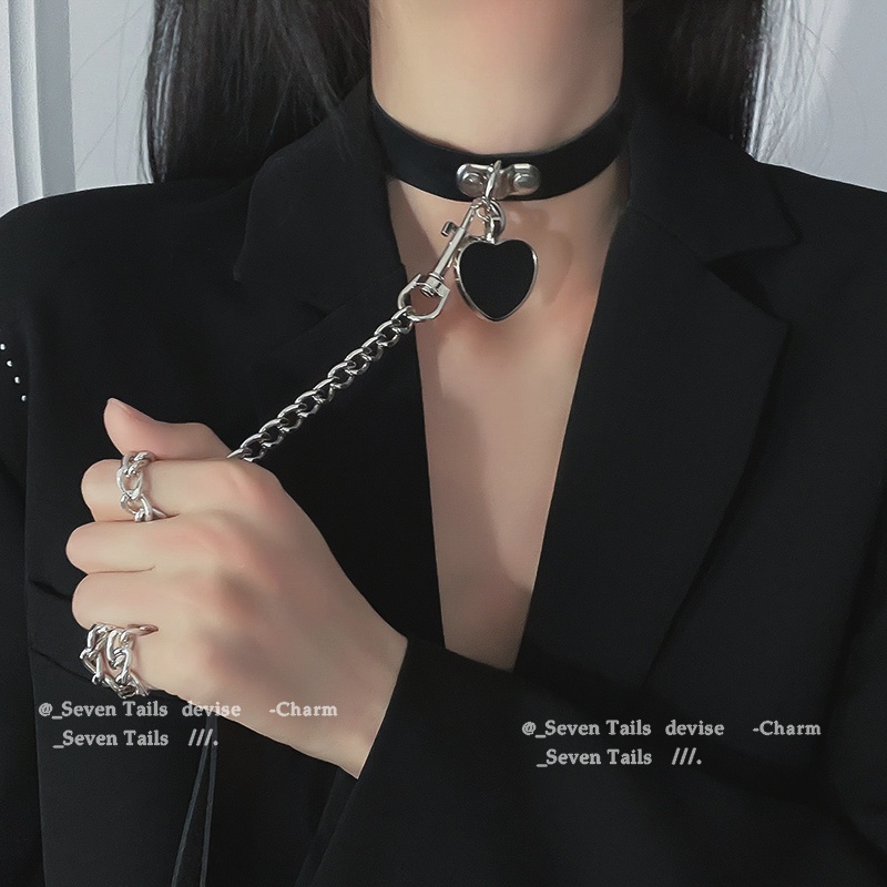 Vòng Cổ Dây Xích Ngắn Mặt Trái Tim Phong Cách Hàn Quốc Cổ Điển Cá Tính Dành Cho Nữ