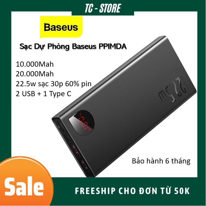 ⚡ Giảm Sôc ⚡ Sạc Dự Phòng BASEUS 20000mah Cổng Sạc Nhanh 3.0 Bảo Hành 12 Tháng