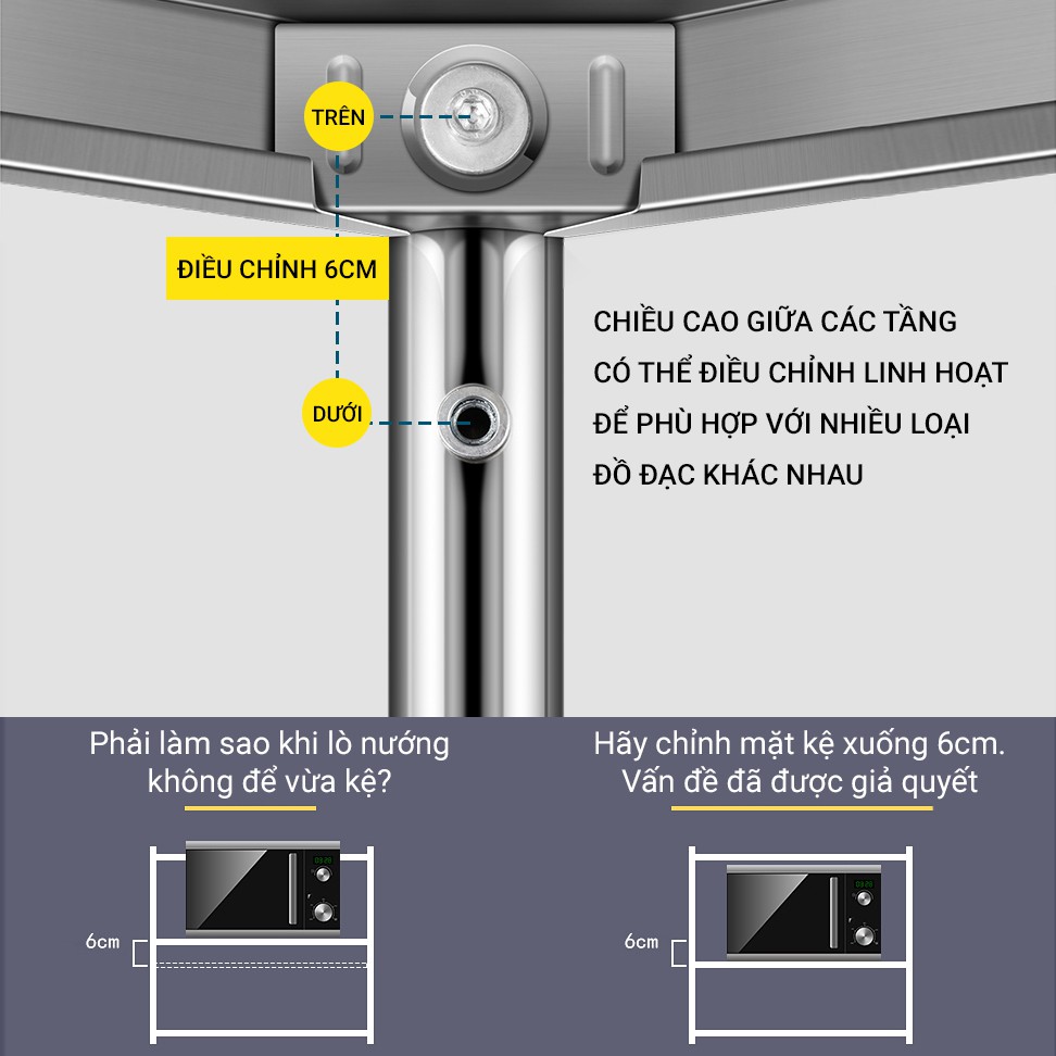 [𝑭𝒓𝒆𝒆𝒔𝒉𝒊𝒑] GIÁ KỆ ĐỂ ĐỒ NHÀ BẾP ĐA NĂNG,  INOX304 CAO CẤP CHỐNG HAN GỈ