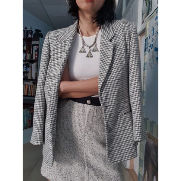 Áo khoác vest blazer dạ, hàng si Nhật