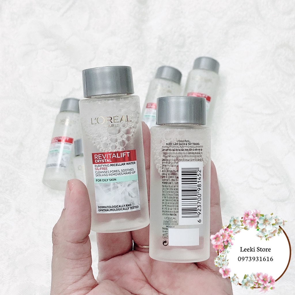 (Chai nhỏ dùng thử) Nước Tẩy Trang Cho Da Dầu L’oreal Revitalift Crystal Purifying Micellar Water For Oily Skin #30ml