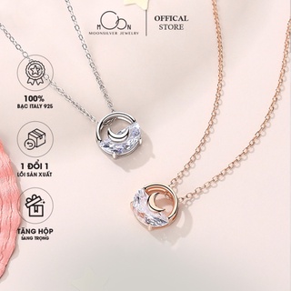 Dây chuyền bạc nữ Moonsilver, vòng cổ bạc hình vòng tròn và mặt trăng Underwater Moon