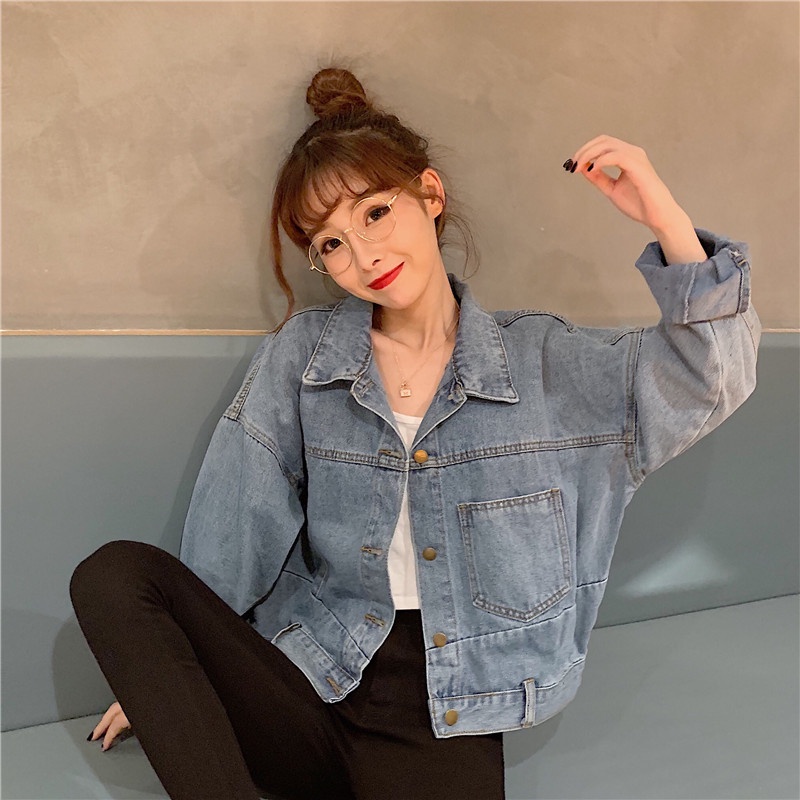 IELGY    Áo Khoác denim Dáng Ngắn Thời Trang Cao Cấp Cho Nữ