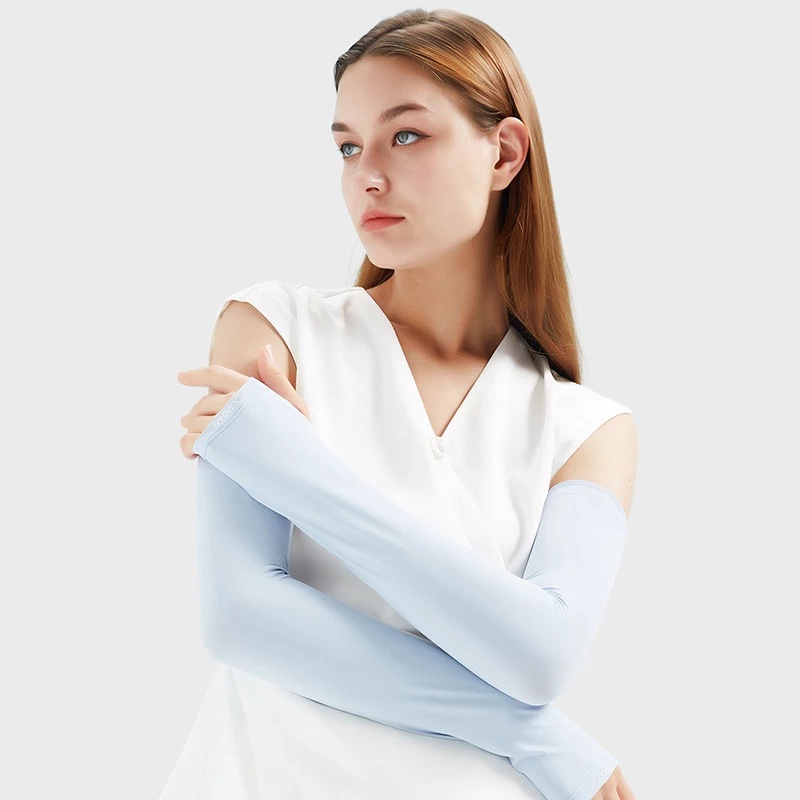Găng Tay Chống Nắng/Cánh Tay Bằng Lụa Lạnh Phù Hợp Lái Xe Mùa Hè