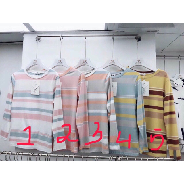 Hình thật cuối sp - Áo thun tay dài sọc xẻ tà freesize