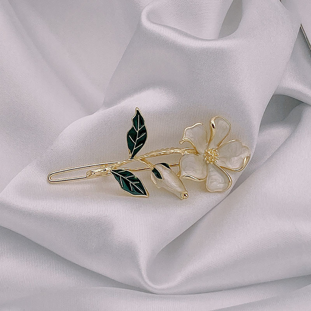 Kẹp Tóc Kim Loại Hình Hoa Đính Đá Xinh Xắn Cho Nữ