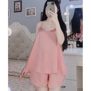 [Siêu Hot] Đồ Ngủ Cao Cấp 🍀 Bộ Hai Dây Lụa Thái Cổ V Chất Liệu Mát Lịm MS01