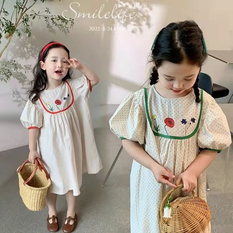 Đầm Công Chúa Dáng Dài Vải Cotton Thời Trang Hàn Quốc Mùa Hè Cho Bé Gái 5