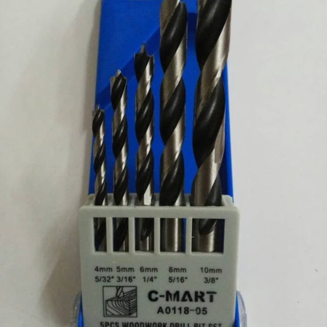 Bộ mũi khoan gỗ 5 chi tiết - 8 chi tiết C-mart A0118