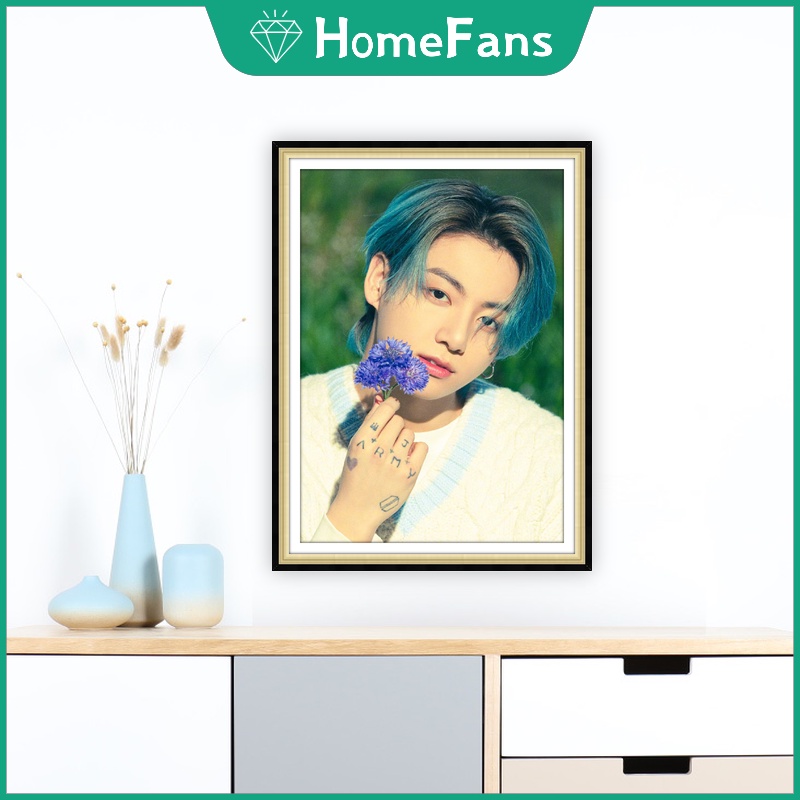 Bộ Tranh Đính Đá 5D Tự Làm Họa Tiết Nhóm Nhạc BTS 30x40cm/40x50cm Trang Trí Nhà Cửa