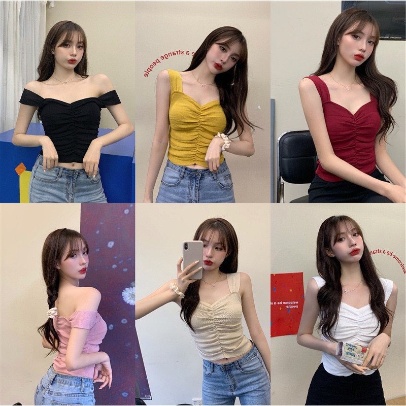 MS033 Áo 2 dây ngực xếp ly