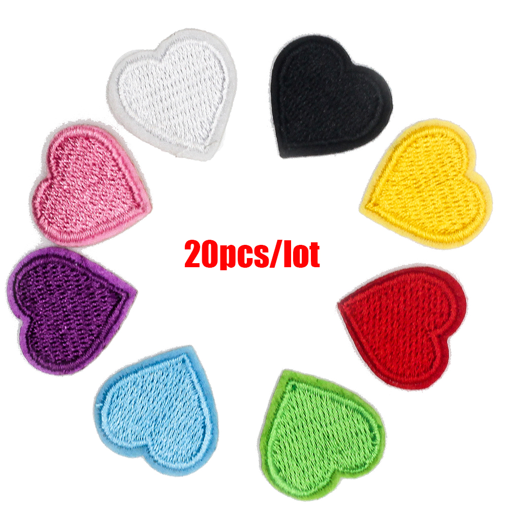 Set 20 Cái Hình Thêu Quần Áo Hình Trái Tim Nhiều Màu