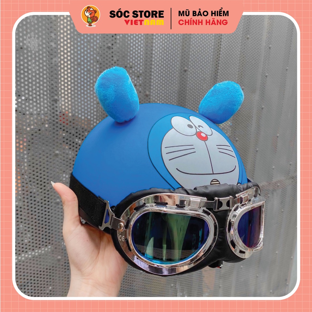 Mũ bảo hiểm nửa đầu Doraemon CÓ TAI cute chính hãng Sóc Store VN