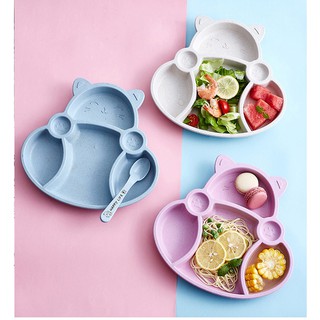 Khay ăn dặm lúa mạch hình mèo dễ thương cho bé