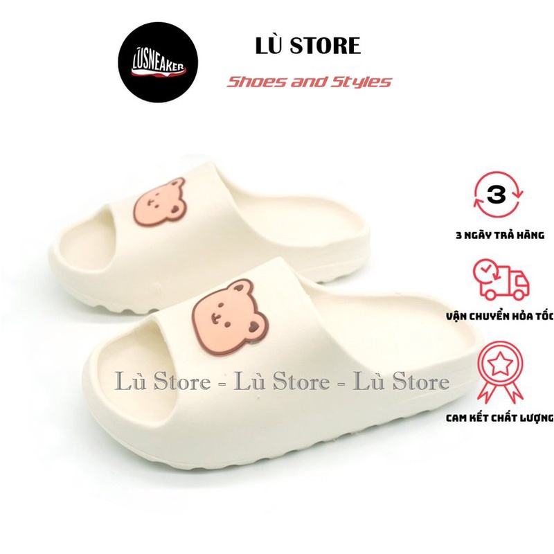 Dép bánh mì  Dép quai ngang hình gấu dễ thương, 3 màu hồng, đen, kem, size từ 36-40 BM01