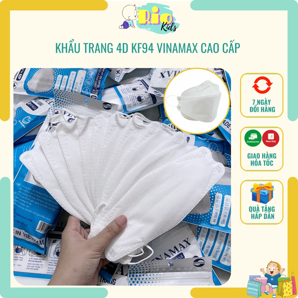 Set 50 Chiếc Khẩu trang 4 Lớp KF94 VINAMAX Chống Bụi Mịn Và Kháng Khuẩn Hàng Cao Cấp - KT1