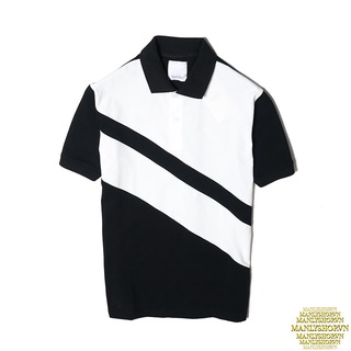 Áo polo nam chính hãng MANLY form slimfit màu đen, Áo polo phối vải co giãn thời trang Z1605