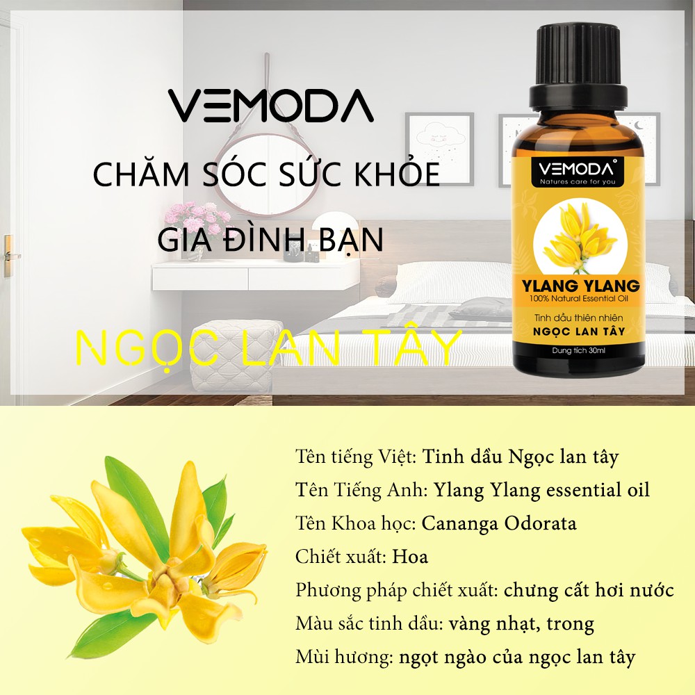 Tinh dầu Ngọc lan tây VEMODA 30ML giúp thơm phòng, thư giãn, dưỡng tóc, xông phòng, thơm phòng