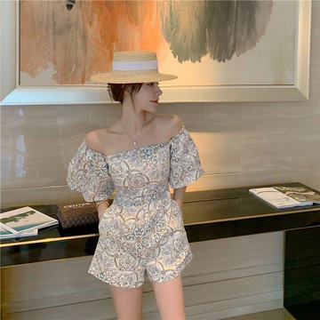 Áo liền quần cổ vuông dáng ngắn kiểu Pháp thời trang hè năm  cho nữ