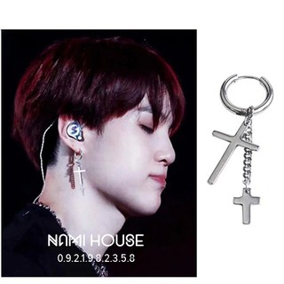 Bông tai nam nữ khoen tròn treo thánh giá mẫu mới lạ khuyên tai unisex phụ kiện trang sức kpop hàn quốc - namimi