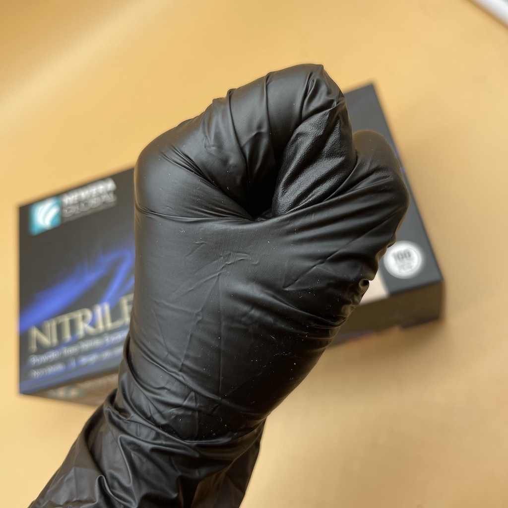 Hộp 100 chiếc Găng tay cao su đen không bột siêu dẻo dai dùng trong spa và y tế