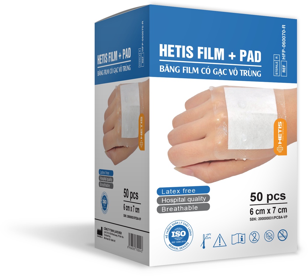 Miếng Dán Chống Thấm Nước HETIS FILM PAD Giúp Bảo Vệ Vết Thương Khỏi Sự Xâm Nhập Của Vi Khuẩn 100x100mm