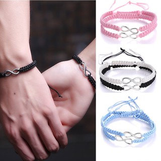 Vòng tay đôi bện dây vải handmade mặt hình số 8 thời trang vòng tay đôi trang sức cho các cặp đôi tình bạn thân quà tặng tình yêu