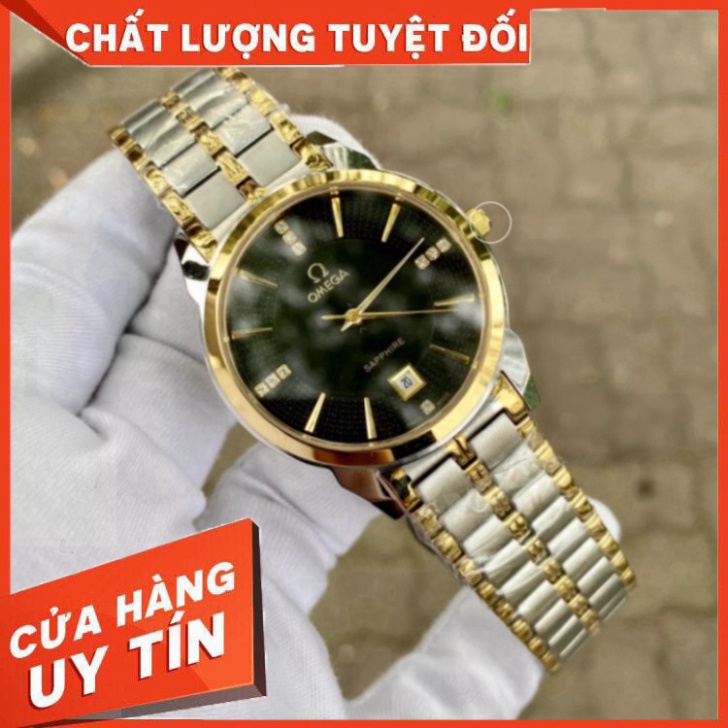 Đồng Hồ Nam 0mega Sapphire OM037 Case 38mm ĐEN Máy Pin Nhật Chống Xước Tuyệt Đối