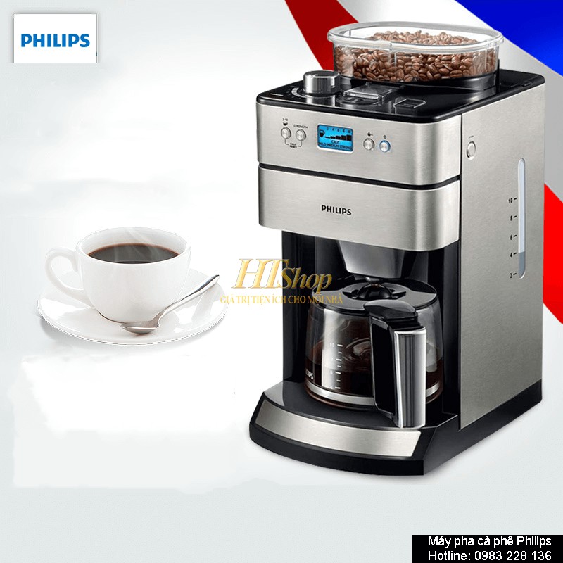 Máy pha cà phê hạt Philips HD7751/Tự động xay và pha cà phê hạt/Tận hưởng được hương vị thơm ngon tự nhiên của cà phê