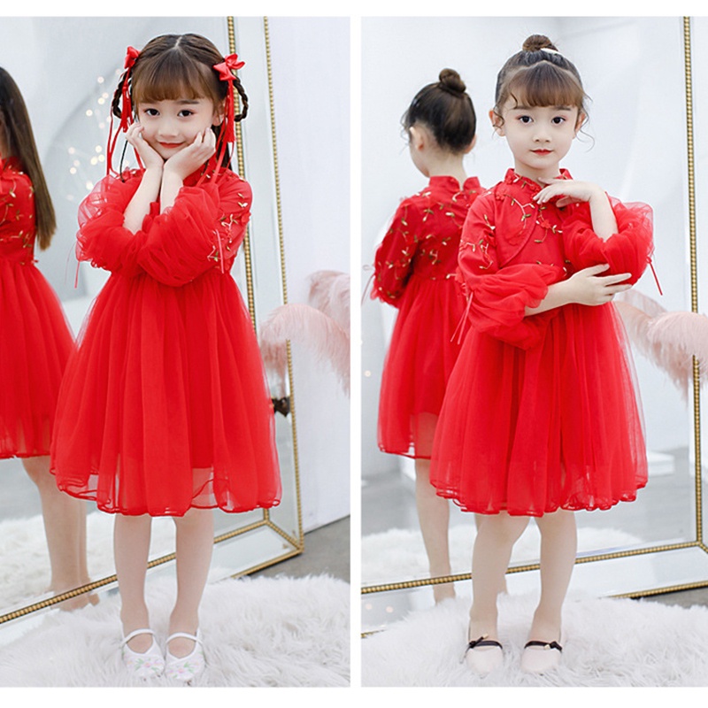 Đầm Công Chúa Phối Ren Hóa Trang Giáng Sinh/ Năm Mới Cho Bé Gái