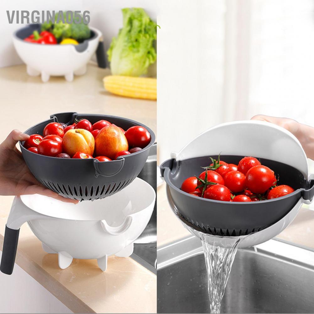 Hàng Hot Máy cắt rau củ quả xoay đa năng với giỏ thoát nước Dụng cụ nhà bếp di động dung tích lớn Hàng giao ngayVirgina056