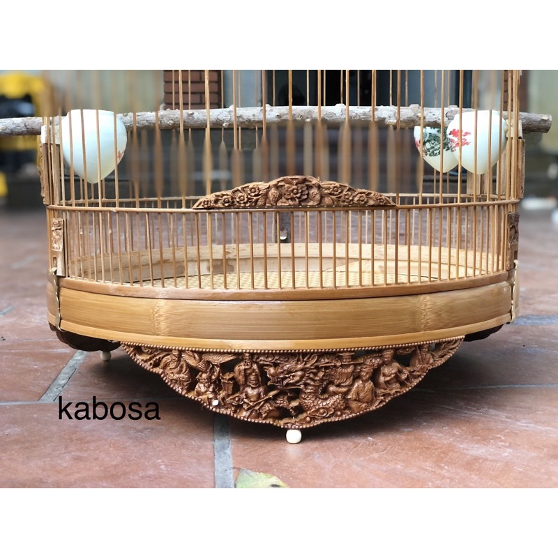 Lồng chim chích choè, Hoạ mi, khướu chất liệu trúc già xử lí đục CNC sắc nét size 42
