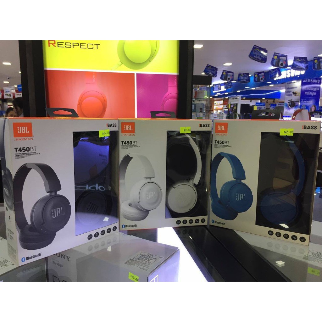 Tai nghe Bluetooth JBL T450BT không dây có thể gập lại có micro