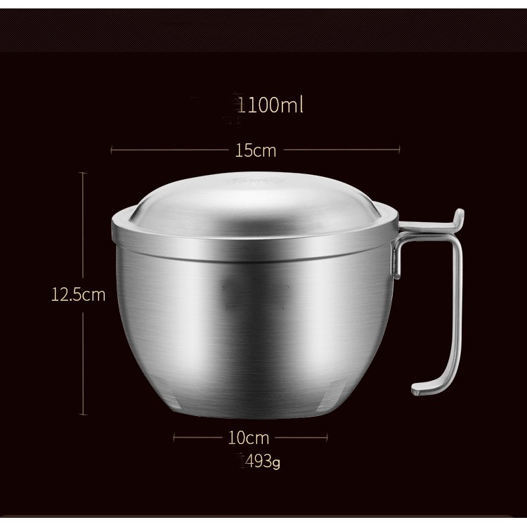Bát Inox 304 chân không 3 lớp giữ nhiệt có nắp tiện lợi IN60