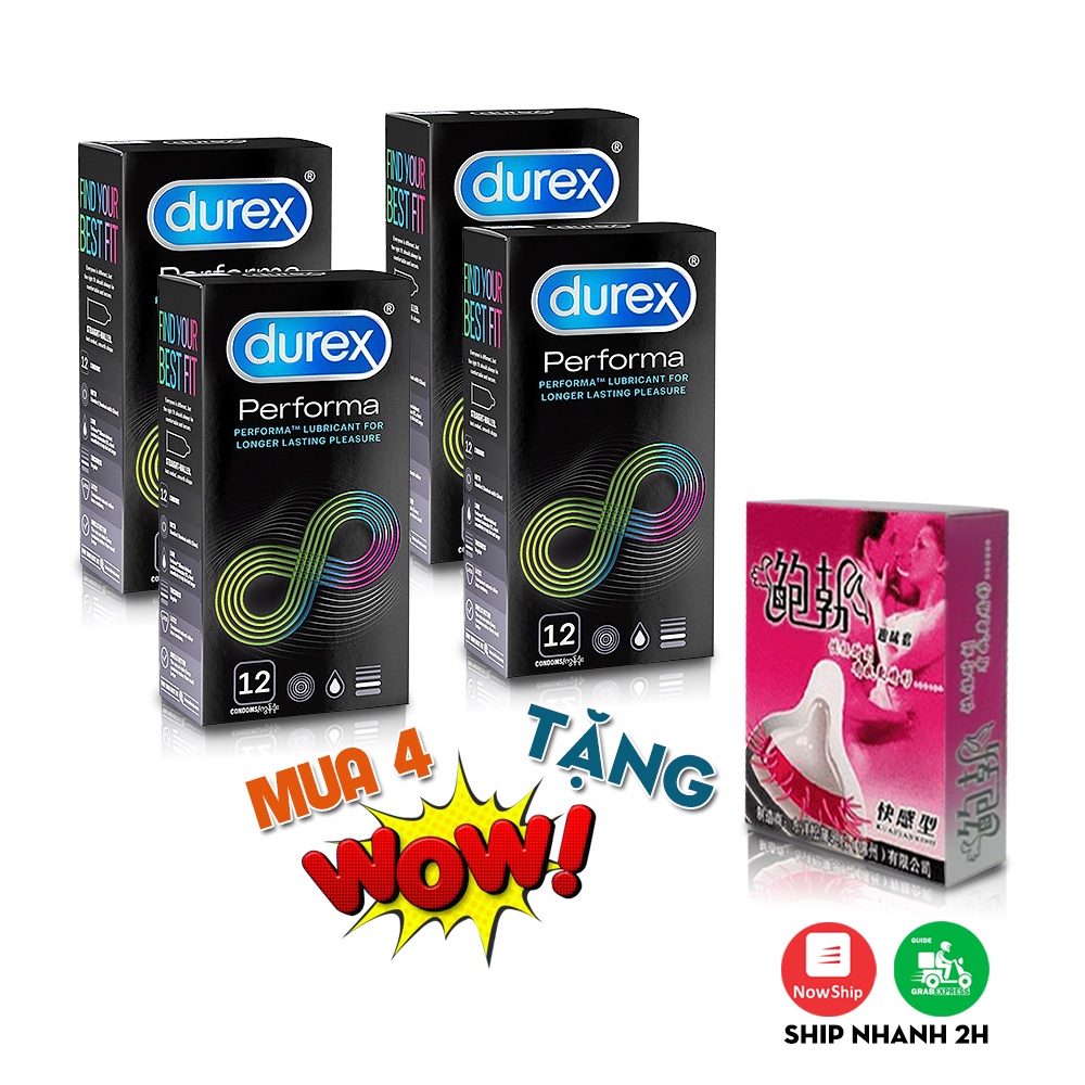 [Combo 4 Hộp] Bao cao su Durex Performa - BCS KÉO DÀI THỜI GIAN - 4 hộp 48 bao