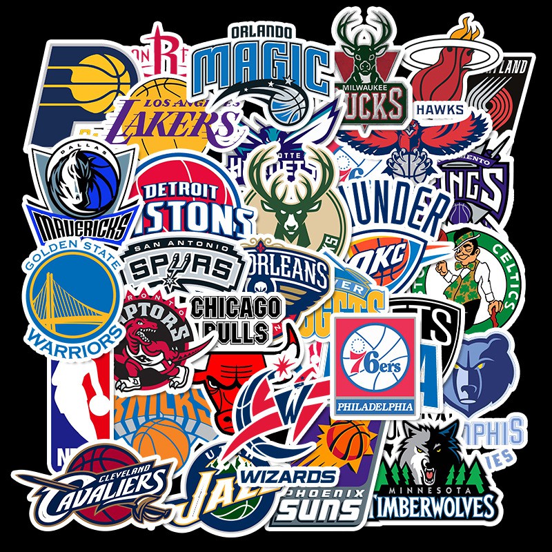 Sticker Bóng Rổ NBA 32 Decal Hình Dán Boston Celtics Chicago Bulls Golden State Warriors Houston Rockets Los Angeles