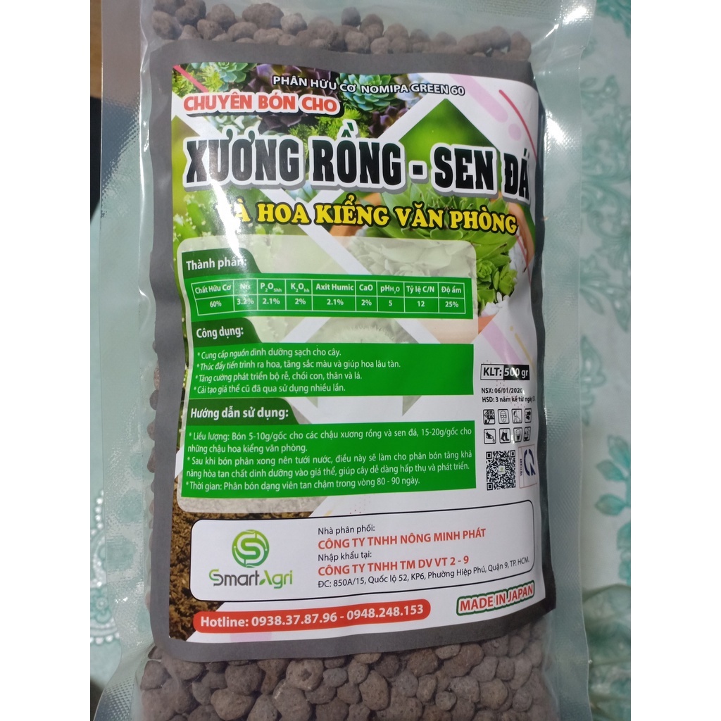 Phân bón hữu cơ tan chậm Nhật - chuyên dùng cho xương rồng, sen đá và hoa kiểng văn phòng