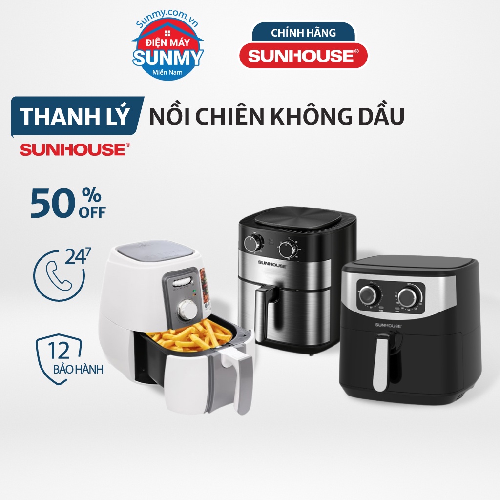 Nồi Chiên Không Dầu 6L Sunhouse SHD4026/SHD4062 , Nồi điện nướng đa năng sunhouse 6L