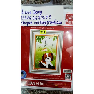 Tranh thêu con chó 34x49cm chưa thêu a1066