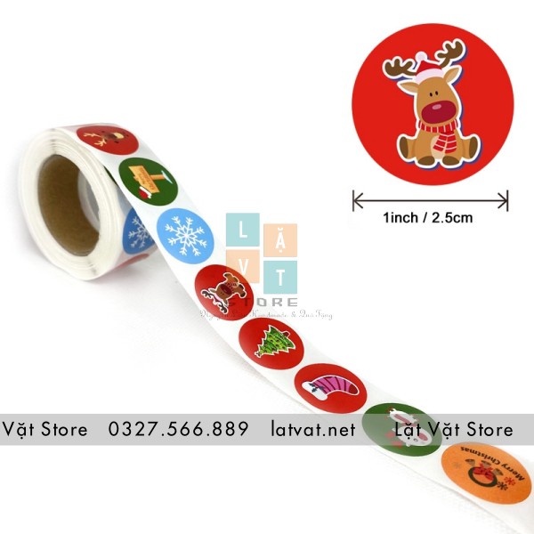 Tem tròn in màu chúc mừng giáng sinh mẫu 2 - Bé Nai