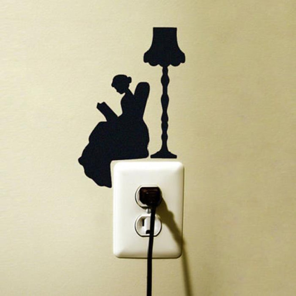 Nhãn dán trang trí tường hình cô gái đang đọc sách độc đáo