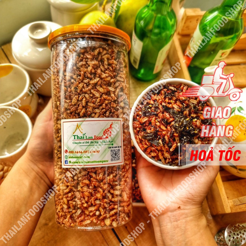 Gạo Lứt Sấy Giòn Mix Rong Biển Ăn Liền Lon 300gr & Túi 1Kg