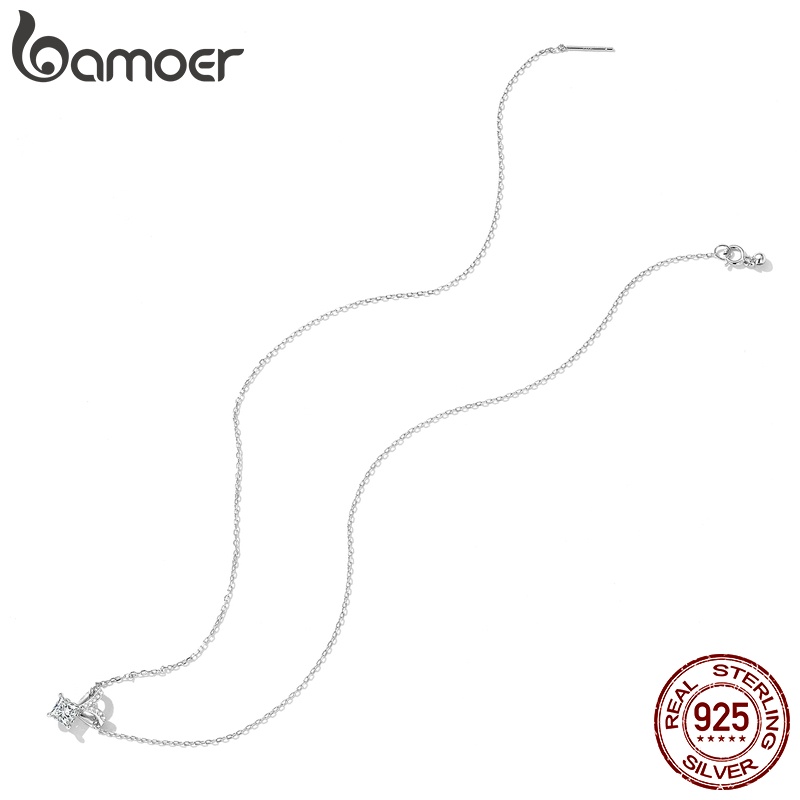 Dây chuyền Bamoer bạc 925 đính đá zircon 43cm thời trang dành cho nữ