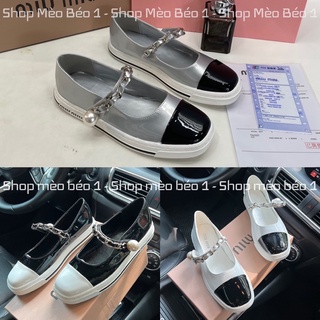 Giày búp bê miu miu mũi pha quai xích ngang đế bệt fullbox
